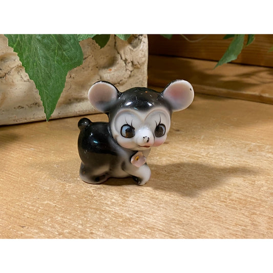 Vintage Ceramic Mouse Figurine | Napcoware | Black and White Hand-Painted Mouse Figurine | Cottagecore Shelf Decor | Midcentury Modern Decor