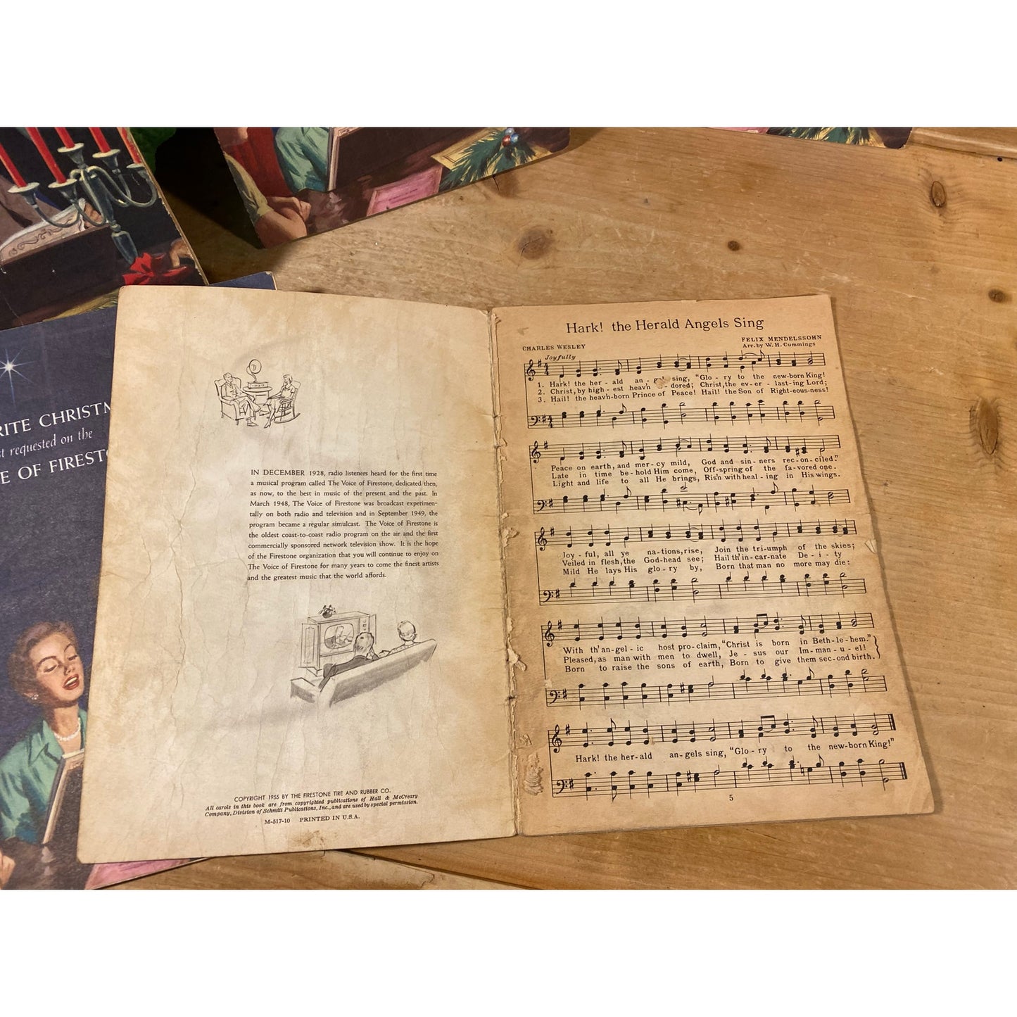 Vintage Christmas Caroling Booklets - Set of Five | 1955 | Favorite Christmas Carols - Most Requested on Firestone | Christmas Music Booklet