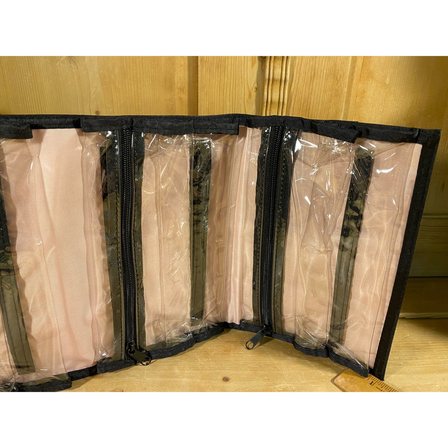 Vintage Mary Kay Cosmetics Travel Bag | New Old Stock | Black Roll-Up Make Up Case | Black Travel Bag with Clear Zippered Sections