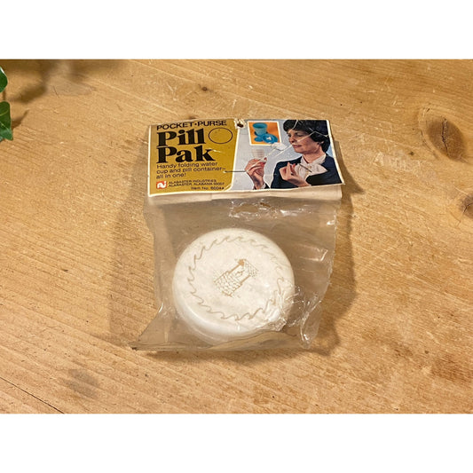 Vintage Pill Pak  | New In Package | Handy Folding Water Cup and Pill Container - All In One! | Midcentury Modern Living | Medicine Cup