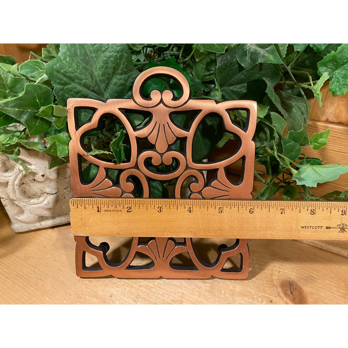 Vintage Cast Iron Coppertone Square Trivet with Hearts | Pampered Chef | 2008 | Round-Up From the Heart | 2939 | Heart Trivet | Farmhouse