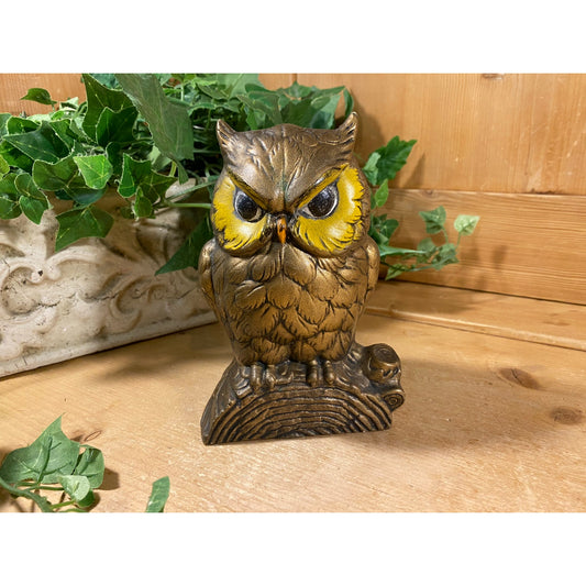 Vintage Handpainted Ceramic Owl Figurine | Brown Glazed Owl Figure | Forestcore Table Decor | Owls | 1970s Shelf Decor | Midcentury Modern