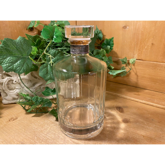 Vintage Hibiki Suntory Whiskey Bottle | Clear Glass Decanter | Japanese Whiskey Bottle with Cork + Glass Stopper | Academia Decor | Barware