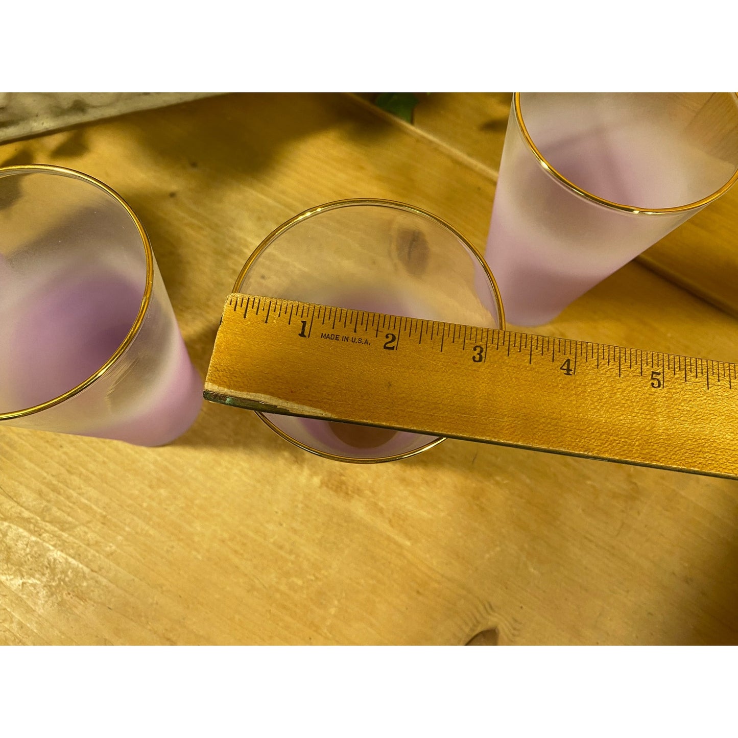 Vintage Ombre Frosted Lavender Glass Tumblers - Set of 4 | Blendo | Midcentury Modern Drinkware Set | Blendo Purple Frosted Drinking Glasses