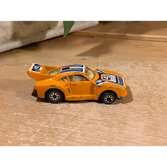 Vintage Sporty Shifter Orange Porsche 111S Die-Cast Model Car | Kenner | Goodyear | 1980s Porsche Toy Car with Spoiler | Retro Miniature Car