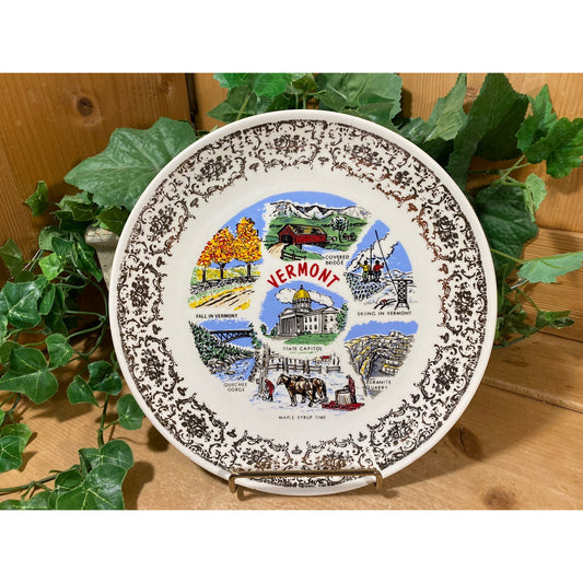 Vintage Souvenir Plate | Vermont | USA Travel Plate | Midcentury Modern Wall Decor | Americana | Collector Plate | Vermont Souvenir Plate