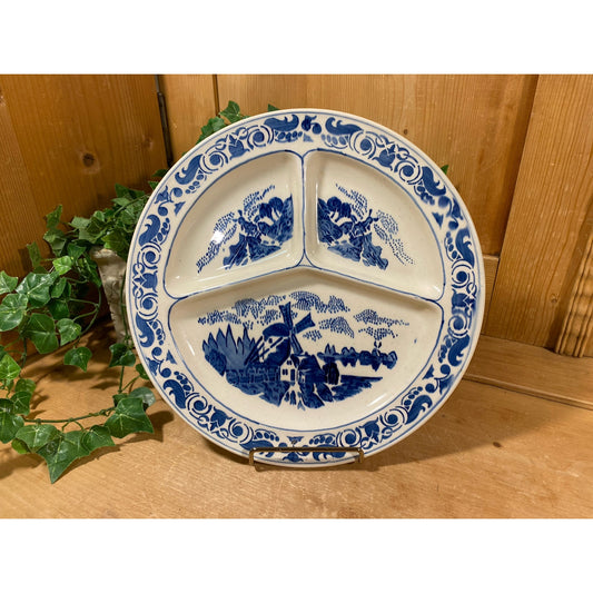 Vintage Delft Blue Ceramic Divided Dish | Persianware | Made In Germany | White and Blue Plate | Holland | Dutch Inspo | Cottagecore Decor