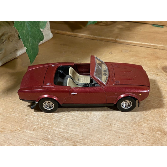 Vintage Die-Cast Model Maroon Fiat 124 Convertible | 0137 | Burago | Abarth | Rally | 1:24 Scale Model Car | Miniature Car | Made In Italy