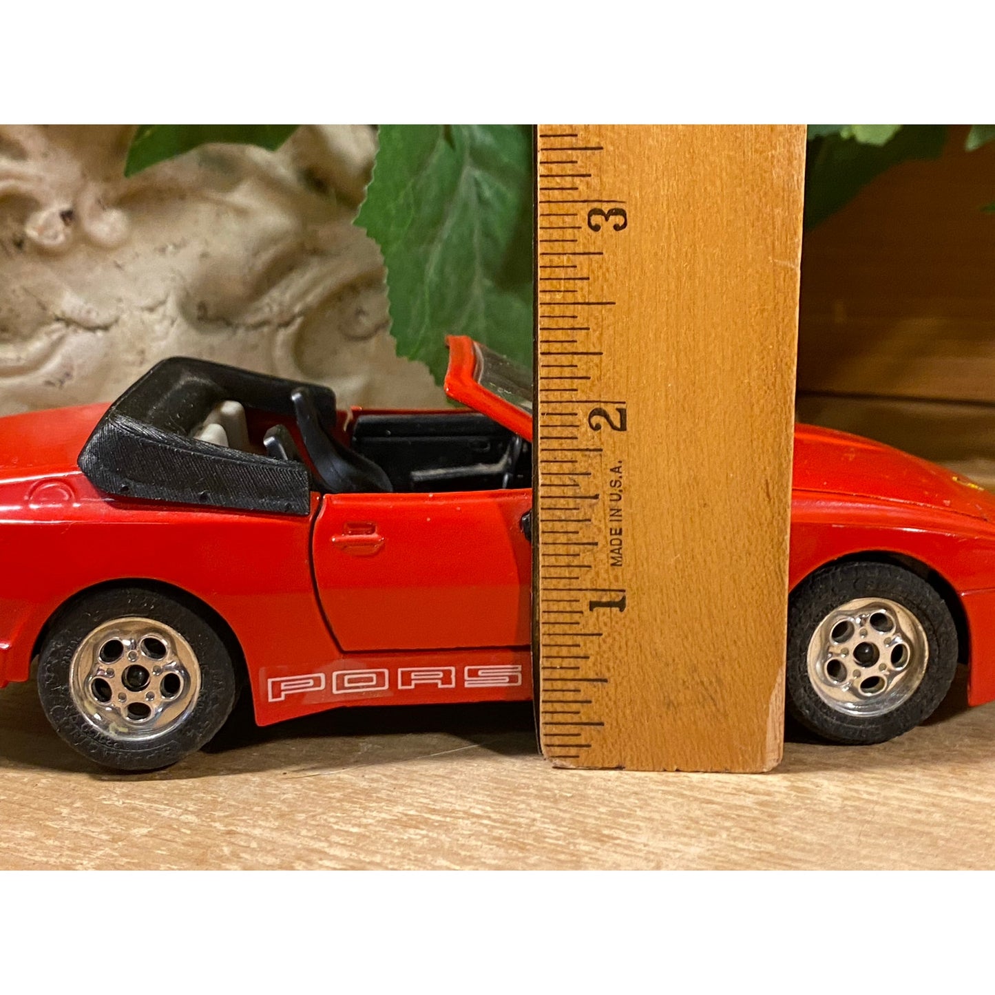 Vintage Toy Car | Red Convertible Porsche 944 Turbo | Majorette | 1:24 Scale Model Car | Collectible Miniature Car
