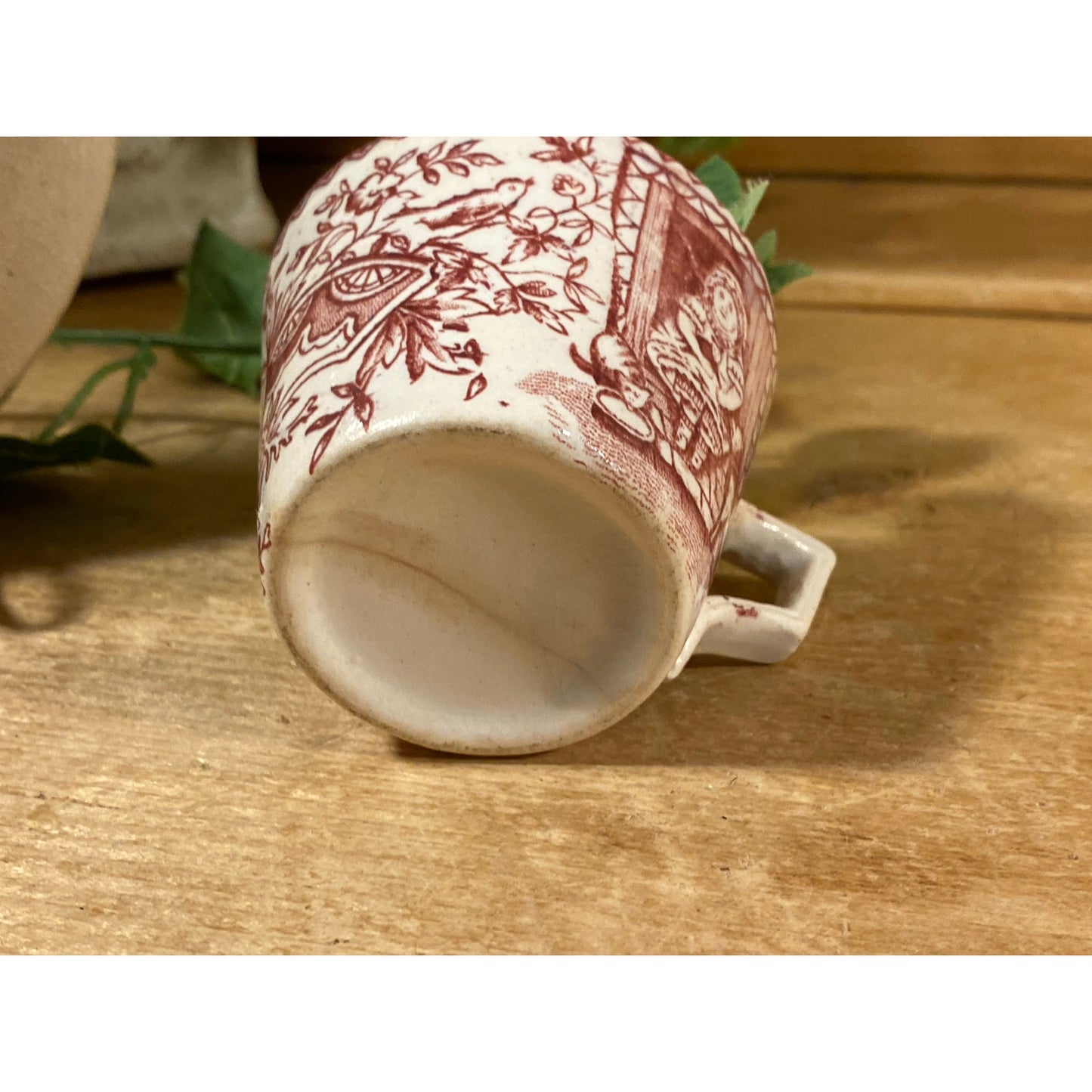 Vintage Little Mae and Pets Cup and Plate | Charles Allerton & Sons | Victorian Childs Tea Set | Made In England | Red Transferware Dish Set