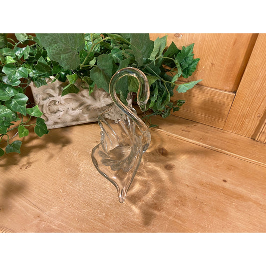 Vintage Clear Glass Swan Trinket Dish | Swan Figurine | Swan Table Decor | Cottagecore Decor | Swan Trinket Dish | Shabby Chic Vanity Decor