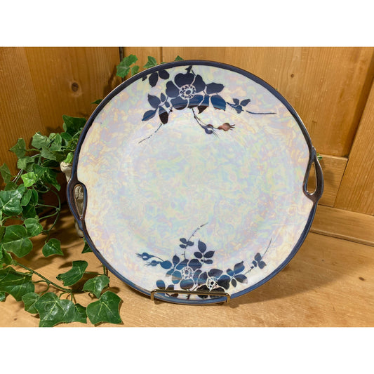 Vintage Blue Floral Lusterware China Plate | Cottagecore Table Decor | Shabby Chic Wall Decor | Vintage Blue Floral China Plate
