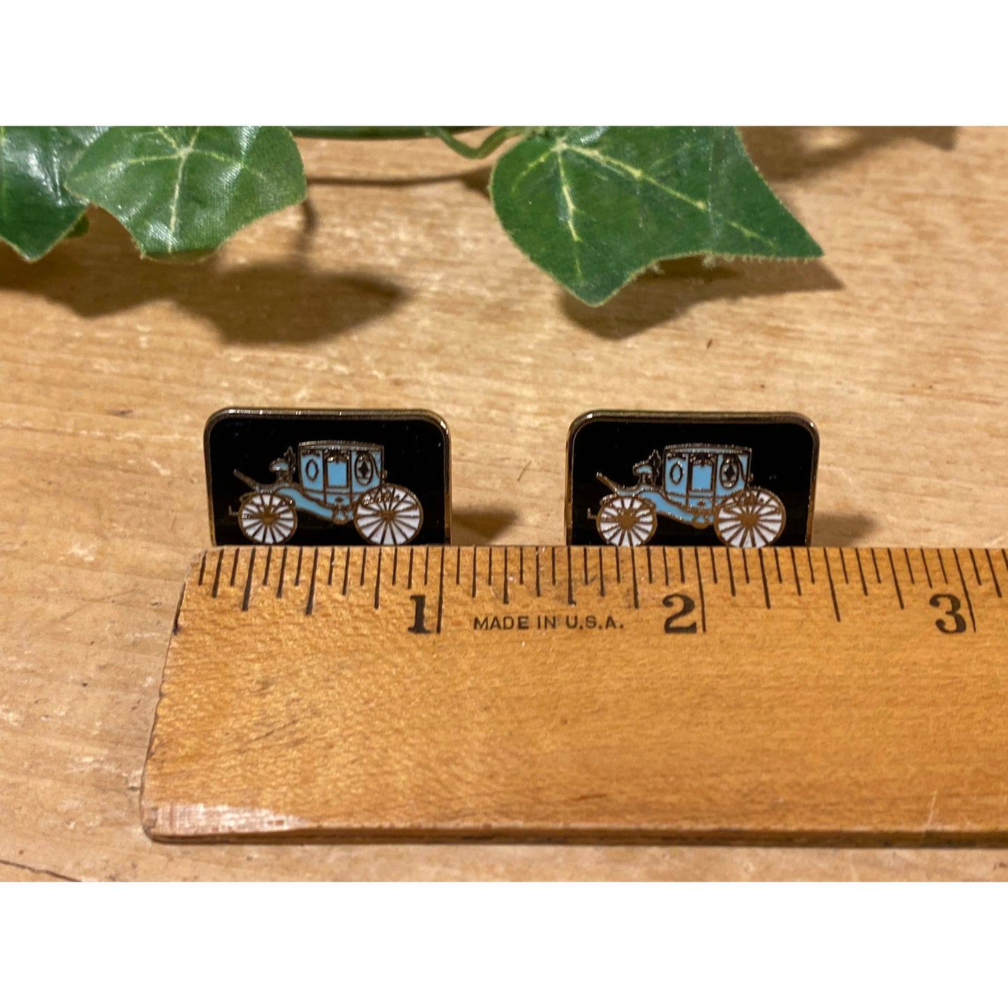 Vintage Royal Carriage Cufflinks - Set of 2 | Metal Cufflinks with Blue Enamel Victorian Carriages | Men's Fashion | Mens Jewelry