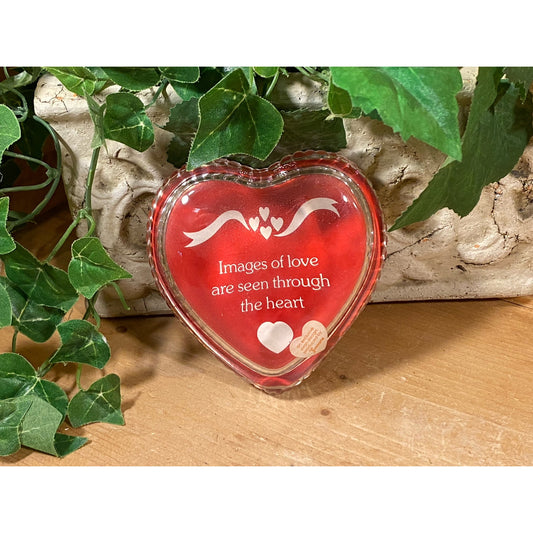Vintage RedGlass Heart Paperweight | Fostoria | "Images of Love Are Seen Through the Heart" | Vintage Valentine's Day Gift | Paperweight