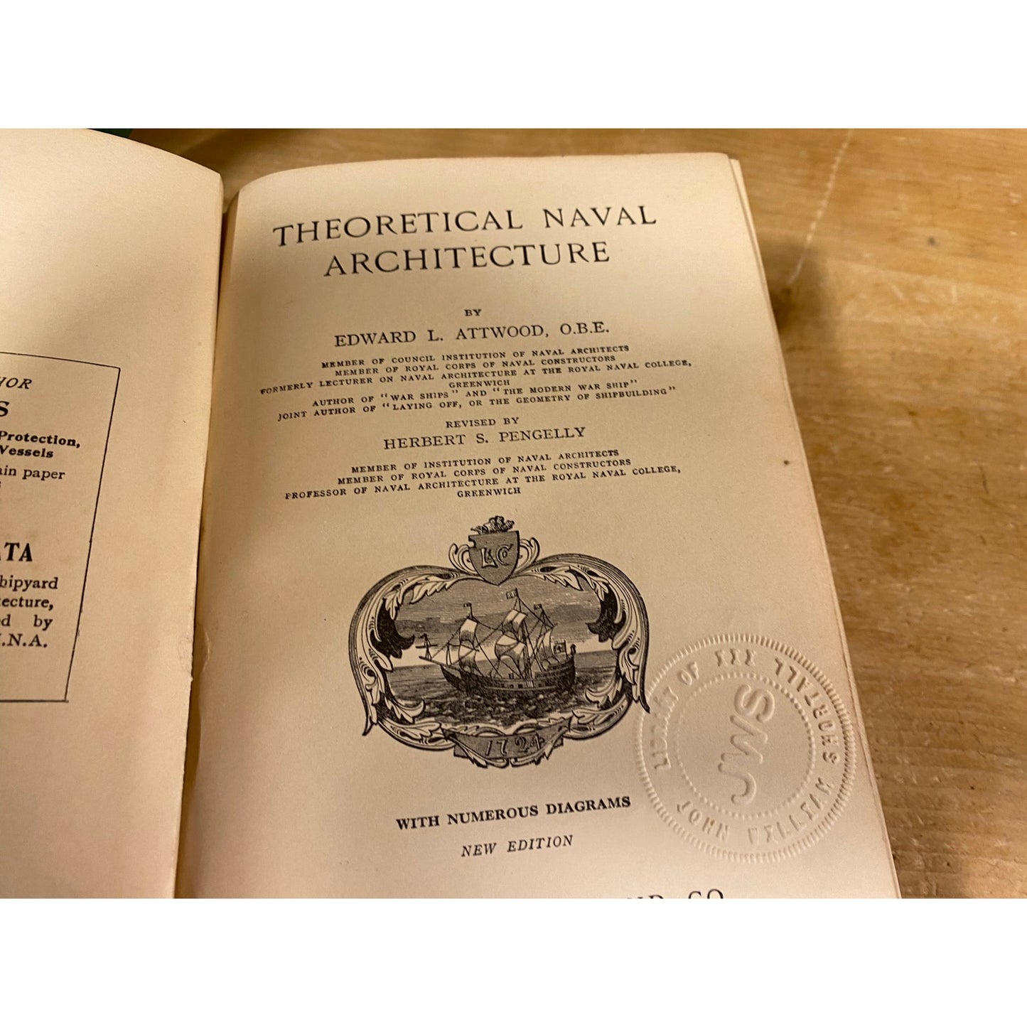 Vintage Book: Theoretical Naval Architecture | Edward L. Attwood | US Navy Textbook | 1930 | Ship Building | Hardcover | Academia | Nautical