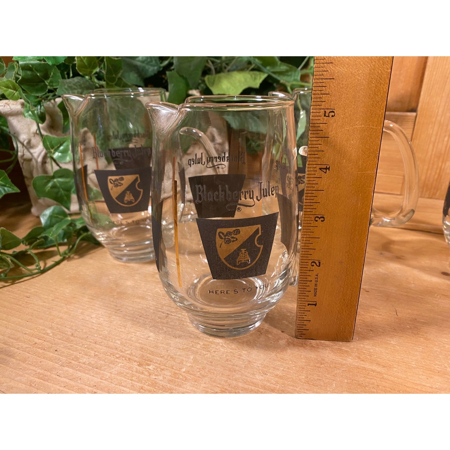 Vintage Glass Blackberry Julep Glasses - Set of 4 | Mixing Glasses | Vintage Southern Kitchen | Academia Barware | Cocktails Glasses Set