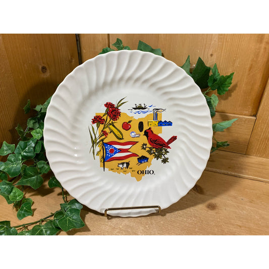 Vintage Souvenir Plate | Ohio | USA Travel Plate | Midcentury Modern Wall Decor | Americana | Collector Plate | Ohio Souvenir Plate