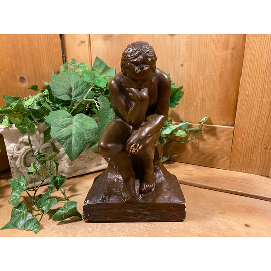 Vintage Chalkware Plaster "The Thinker" Statue | Reproduction Mini Statue | Auguste Rodin | Midcentury Modern Shelf Decor | Academia Decor