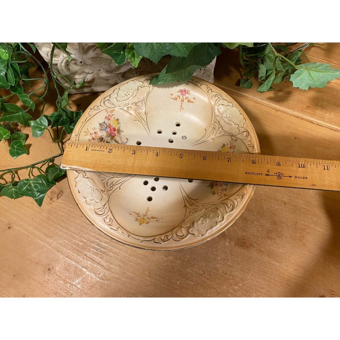 Vintage Porcelain Strainer and Bowl - 2 pc. Set | Crown Devan Fielding | Made In England | Stoke On Trent | Victorian Decor | Shabby Chic