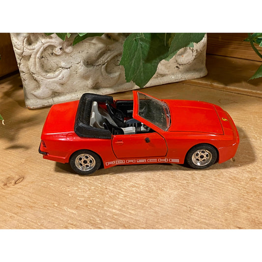 Vintage Toy Car | Red Convertible Porsche 944 Turbo | Majorette | 1:24 Scale Model Car | Collectible Miniature Car