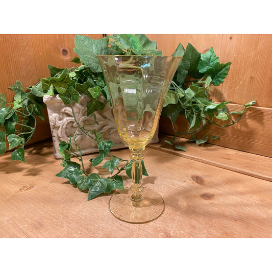 Vintage Yellow Depression Glass Water Goblet | Yellow Wine Glass | Cottagecore Kitchen Decor | Fine Dining | Yellow Glassware | Academia