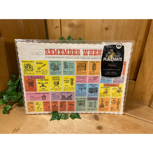 Vintage "Remember When" Placemat In Original Packaging | New Old Stock | Everyday Placemat by Springprint | Midcentury Modern Table Decor