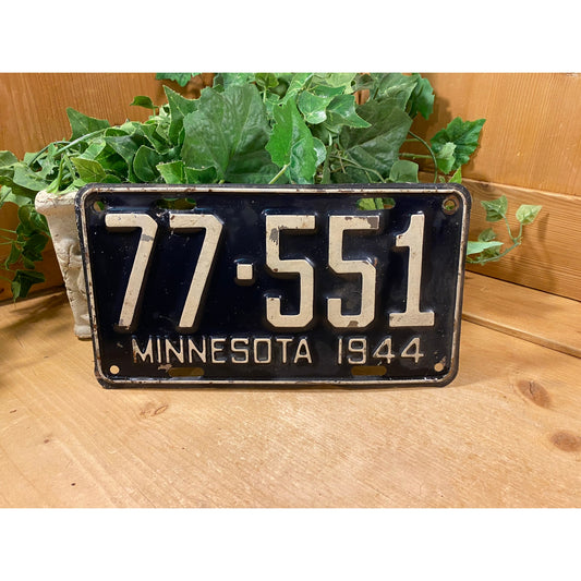 Vintage 1944 Minnesota License Plate | Antique Metal Car License Plate | Industrial Wall Decor | Farmhouse Decor | Minnesota Collectible