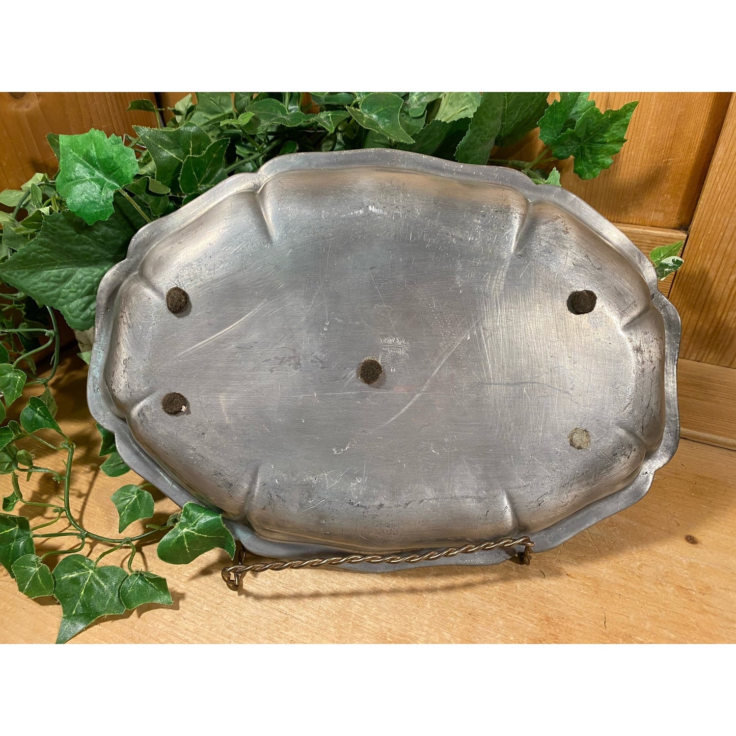 Vintage Oval Pewter Serving Tray | Fancy Metal Serving Platter | Metal Butler Tray | Academia Table Decor | Cottagecore Kitchen Decor
