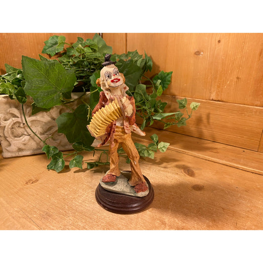 Vintage Ceramic Musical Clown Figurine | Arnart | 1984 | Hobo Clown Playing An Accordian | Midcentury Modern Shelf Decor | Circus Clown