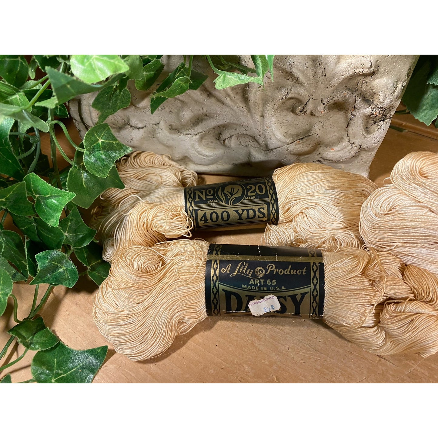 Vintage 3 Skeins of White Cotton Crochet Thread | 400 Yards (each) | Daisy | New Old Stock | White Cotton Yarn for Crocheting and Textile Art