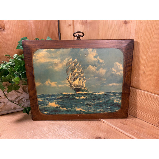 Vintage Tall Ship Art Print on Wood | Montague Dawson | The Green Clipper | National Gallery of Art, Washington D.C. | Coastal Wall Decor