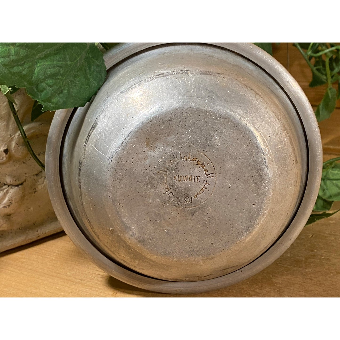 Vintage Metal Basin from Kuwait | Metal Mixing/Serving/Washing Bowl | Kuwait In English/Arabic | Middle East | Desert Storm | Academia