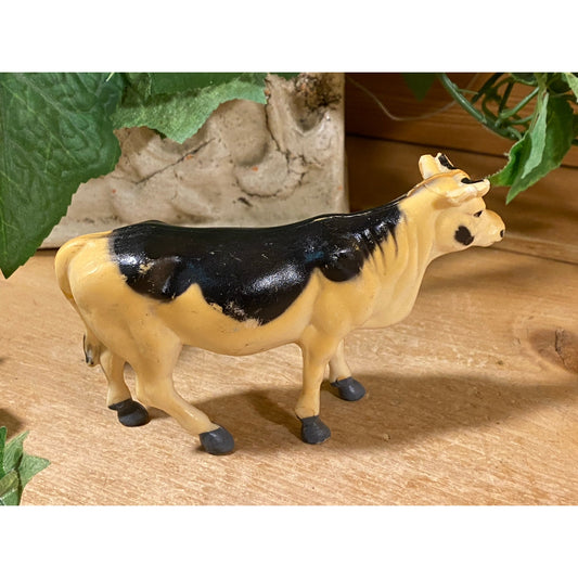 Vintage Plastic Holstein Cow Toy | Black and White Plastic Cow Figurine | Vintage Farmhouse Shelf Decor | Child's Pretend Play Farm Toy