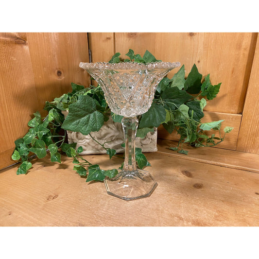 Vintage Crystal Pedestal Compote Dish | Cut Glass or Crystal Pedestal Dish | Victorian Table Decor | Victorian | Academia Table Decor