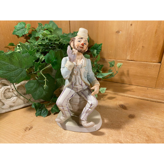 Vintage Ceramic Sitting Clown Figurine | Hand-Painted Ceramic Hobo Clown | Clowns | Midcentury Modern Shelf Decor | Circus Clown Collectible