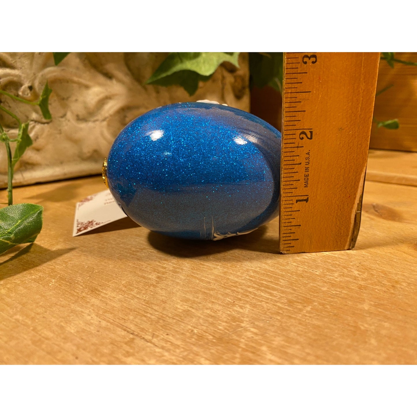 Vintage Handpainted Real Eggshell Ornament | Victorian Ice Skaters | Eggsquisite Egg | Blue Christmas Egg | Painted Egg Signed by Artist