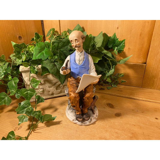 Vintage Porcelain Figurine: Old Man with Pipe | Napcoware | 68361 | Made In Japan | Farmhouse Decor | Living Room Table Decor | Grandpa Figurine