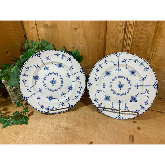 Vintage Allerton's Blue/White Plates - Set of 2 | Stockhold Pattern | Made In England | White and Blue Floral Plate | Victorian Table Decor