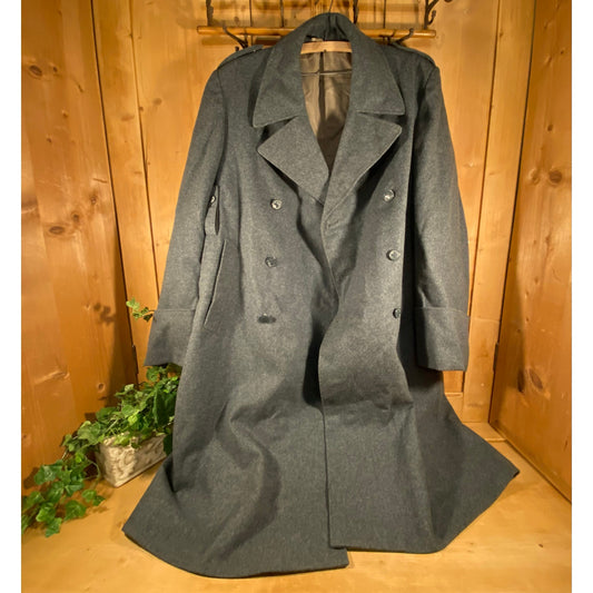 Vintage Swiss Military Surplus Double-Breasted Wool Trench Coat | Size 68 | 46" long | Facoma Ticino | Switzerland | Gray Wool Trench Coat