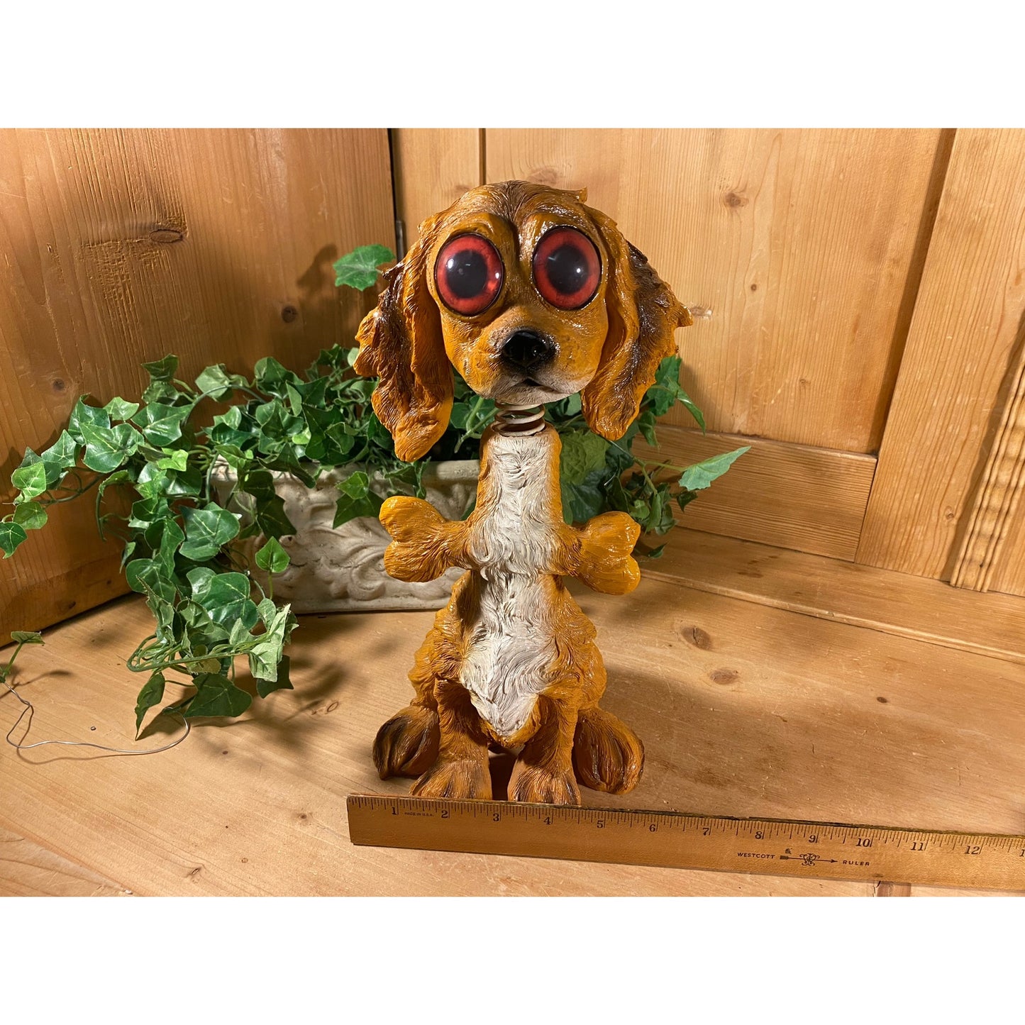 Vintage Bobblehead Dog with Swallowed Bone | Twisted Whiskers | American Greetings | Cottagecore Shelf Decor | Collectible Dog Figurine
