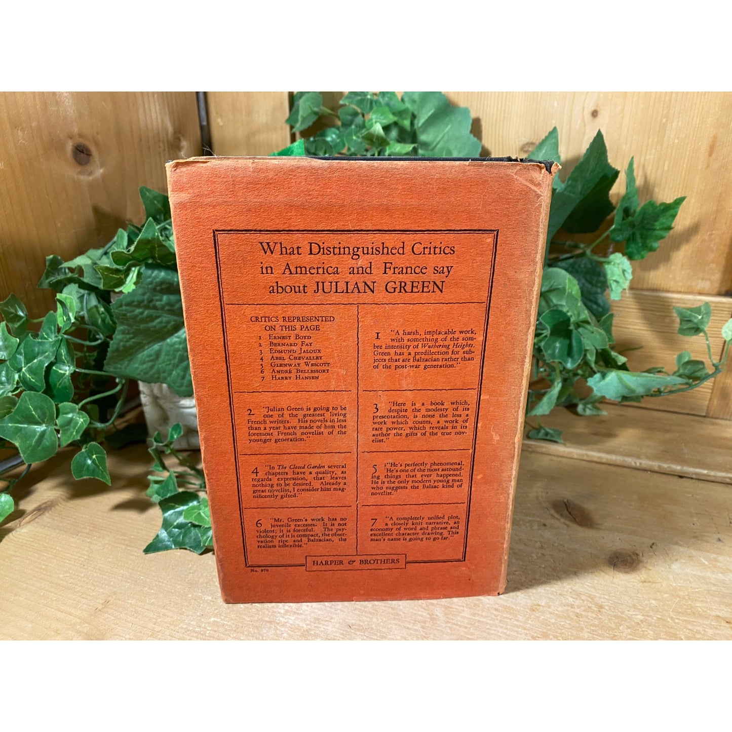 Vintage Book: The Closed Garden | Julien Green | 1928 | Fiction Novel | Hardcover Book | A Story of Adrienne's Obsession | French Literature
