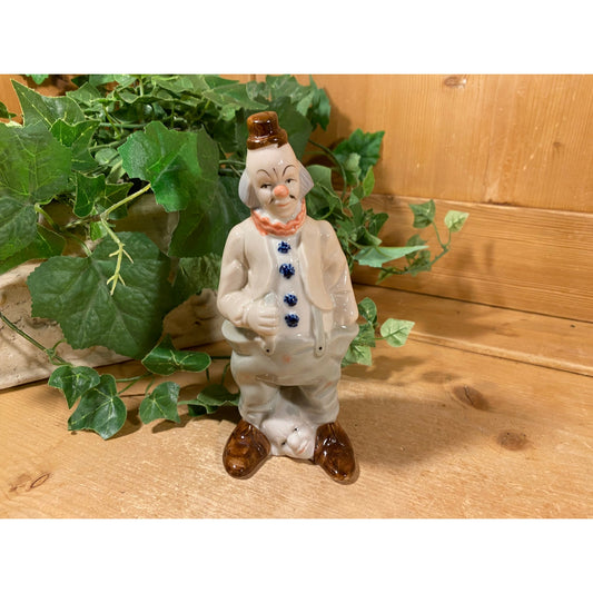 Vintage Porcelain Clown Figurine | Artmark | Hobo Clown with Heads Between Feet | Clowns | Midcentury Modern Decor | Circus Collectible