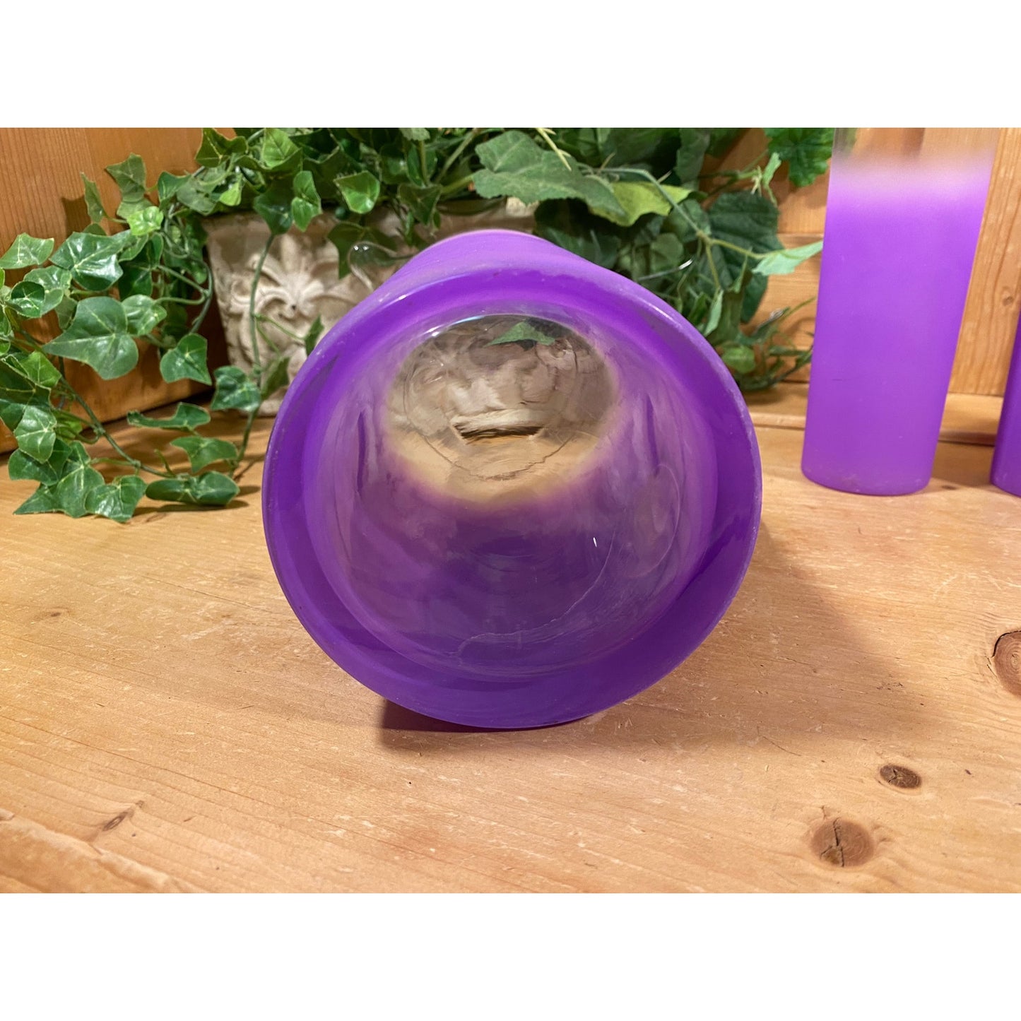 Vintage Blendo Frosted Purple Glass Pitcher and Tumblers - Set of 4 | Midcentury Modern Drinkware Set | Purple Ombre Glass Pitcher + Glasses