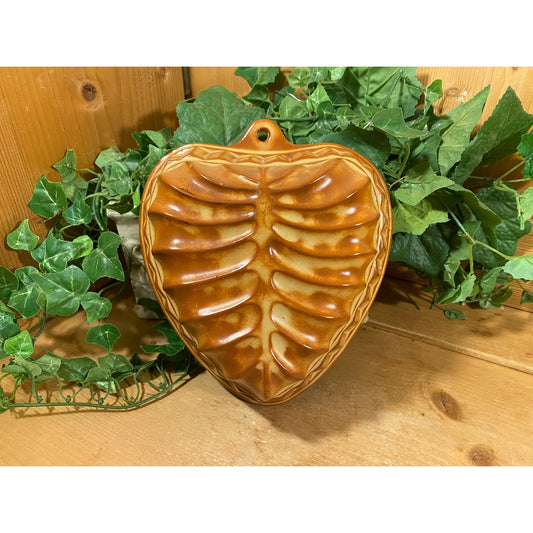 Vintage German Glazed Heart-Shaped Pottery Baking Mold | Farmhouse Kitchen | Cottagecore Kitchen Decor | Heart Wall Decor | German Pottery