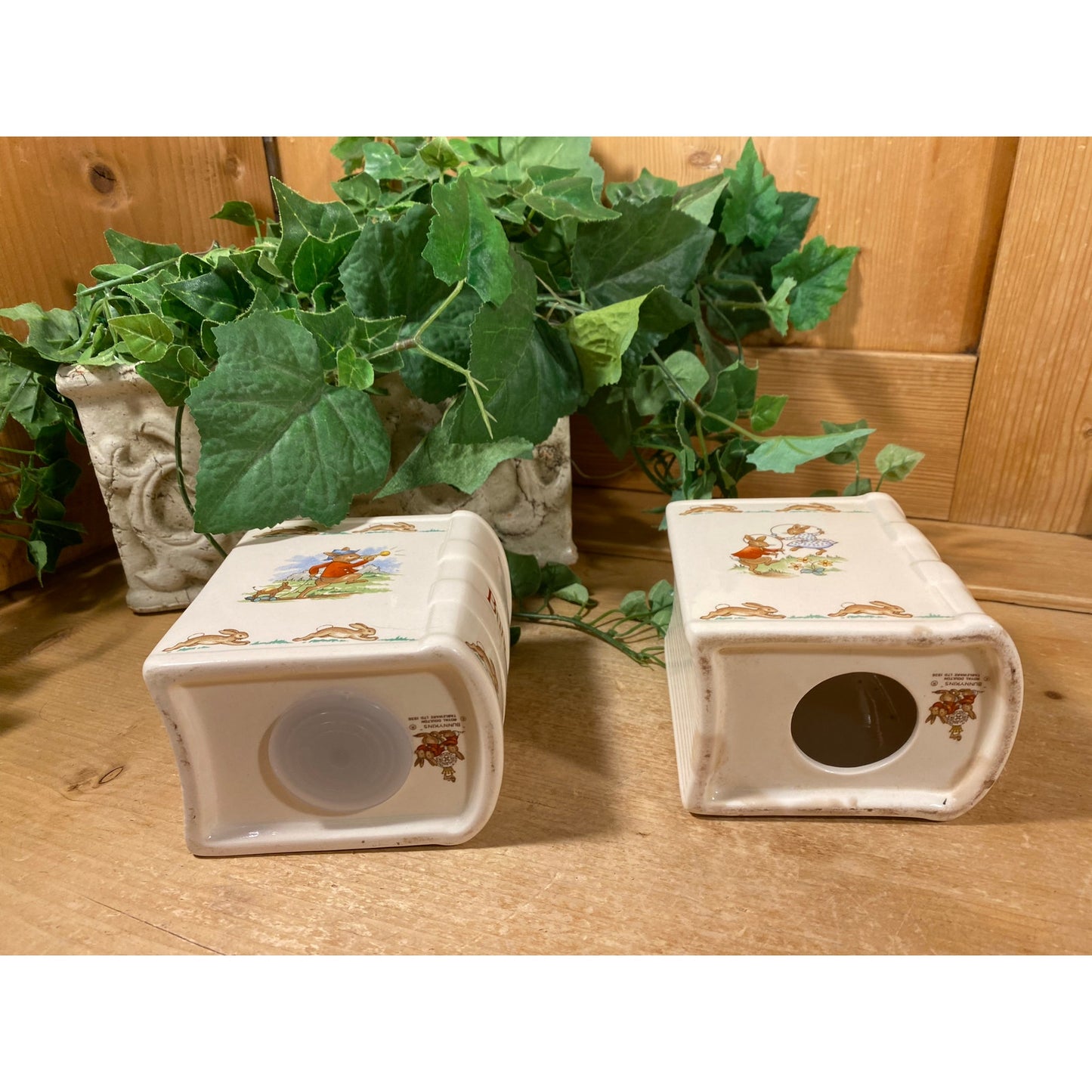 Vintage Royal Doulton Bunnykins Porcelain Book Coin Banks - Set of 2 | Peter Rabbit | Mama In Bonnet | England | Cottagecore | Nursery Decor