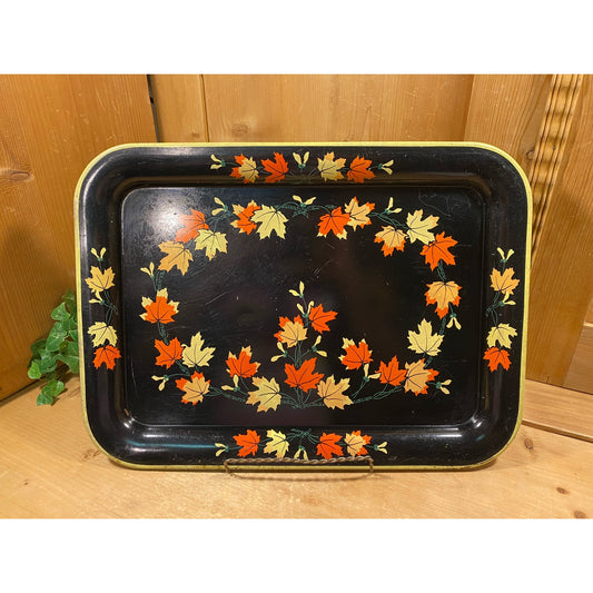 Vintage Rectangular Black Floral Metal Serving Tray | Gift Co. Inc. | Shabby Chic Table Decor | Victorian Wall Decor | Forestcore Tray