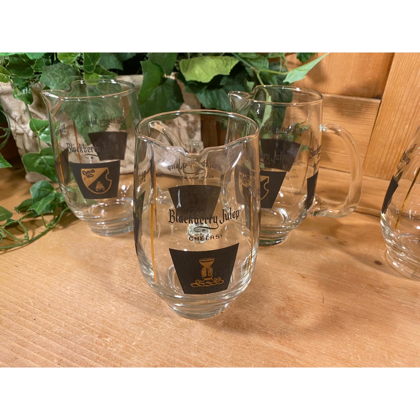 Vintage Glass Blackberry Julep Glasses - Set of 4 | Mixing Glasses | Vintage Southern Kitchen | Academia Barware | Cocktails Glasses Set