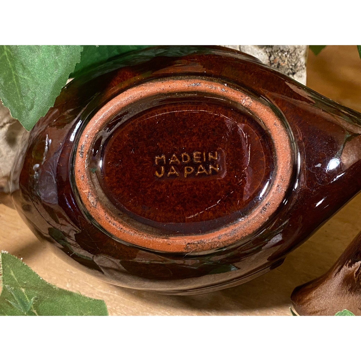 Vintage Brown Drip Ceramic Teapots - Set of 2 | Aladdin / Genie Teapot | Pair of Brown Pottery Teapots | Boho Kitchen Decor | Bohemian Decor