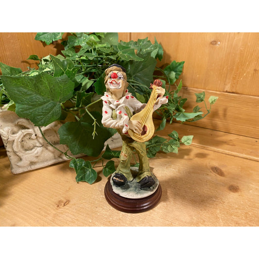 Vintage Ceramic Pucci Clown Figurine | Arnart | 1984 | Hobo Clown Playing A Mandolin | Midcentury Modern Shelf Decor | Circus Collectible