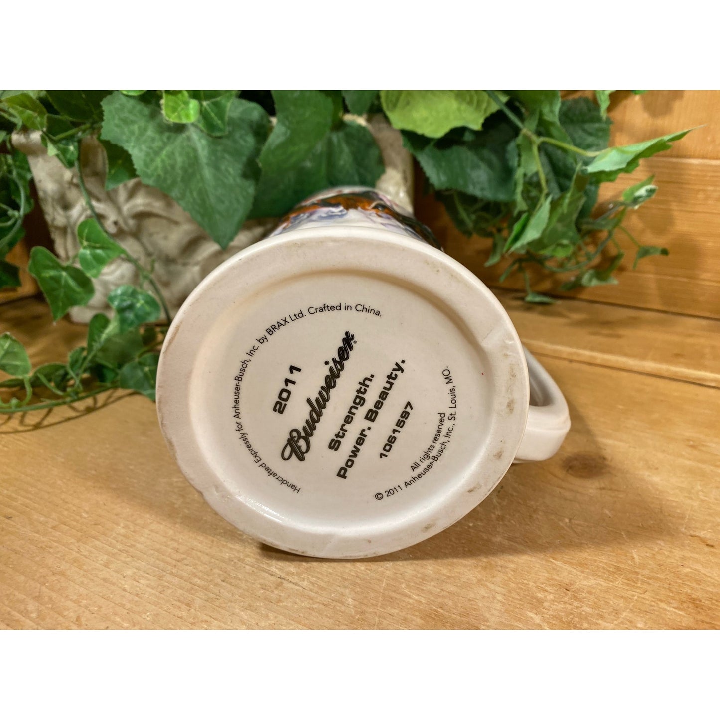 Vintage Ceramic Budweiser Stein | 2011 | Budweiser Clydesdale Horses | Strength, Power, Beauty | Brax Beer Stein | Brax | Retro Barware